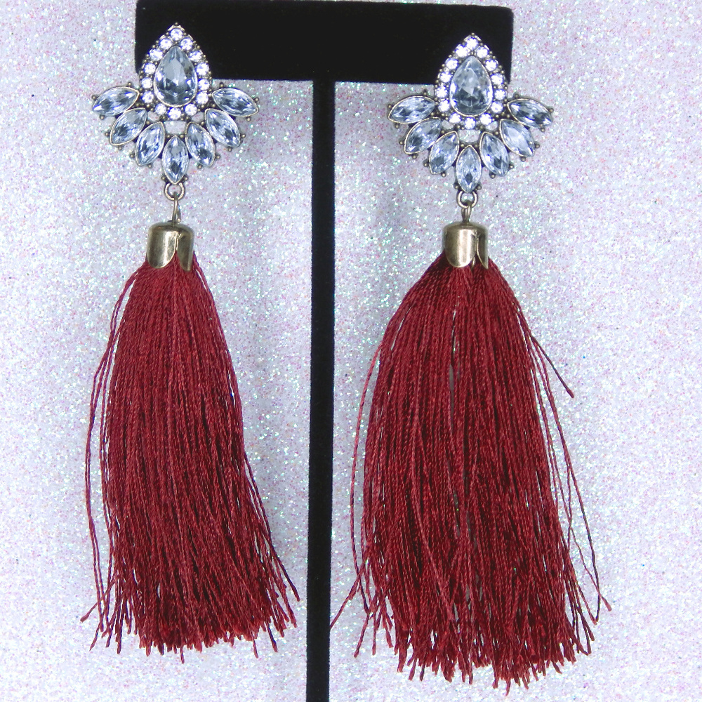 Gold and Rhinestone Tassel earrings